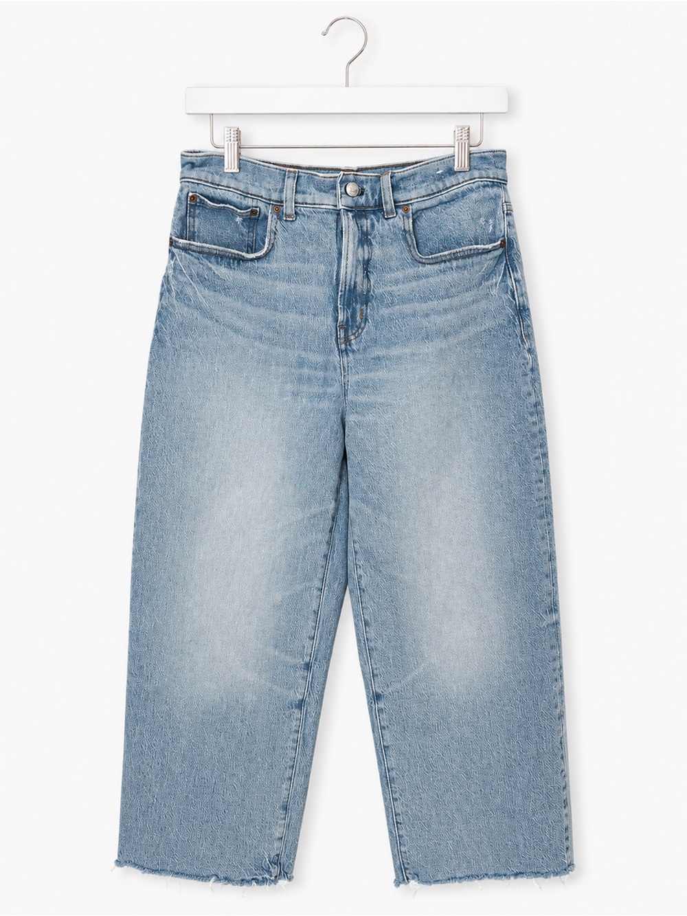 Madewell The Perfect Vintage Wide Leg Jeans Size 28 Light Wash Raw Hem Crop